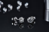 0.5Carat Round Moissanite Petals Halo Earrings